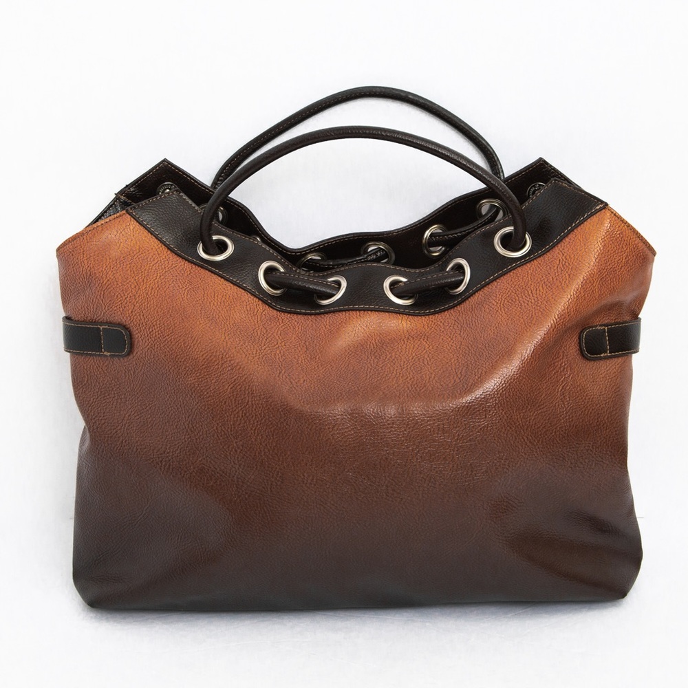 Top handle slouchy doctor’s bag faux vegan leather ombré Coldwater Creek